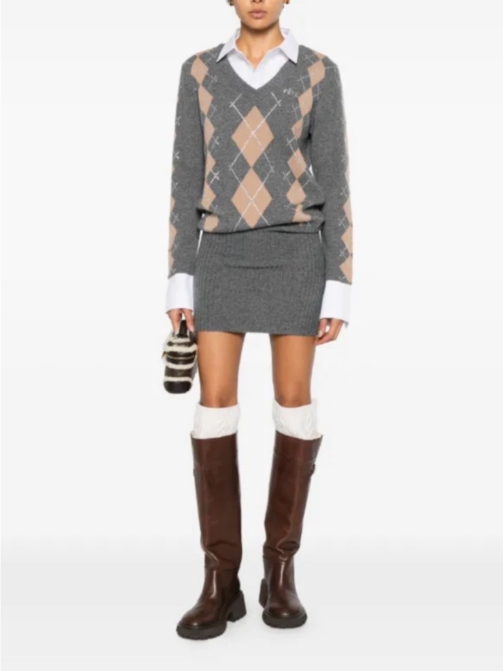 Retrofete Ornella argyle-pattern embellished dress